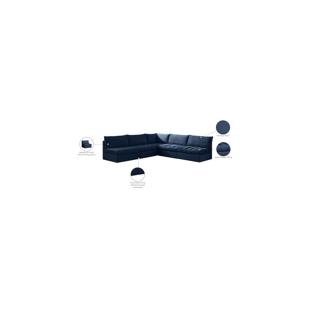 Jacob Navy Velvet Modular Sectional