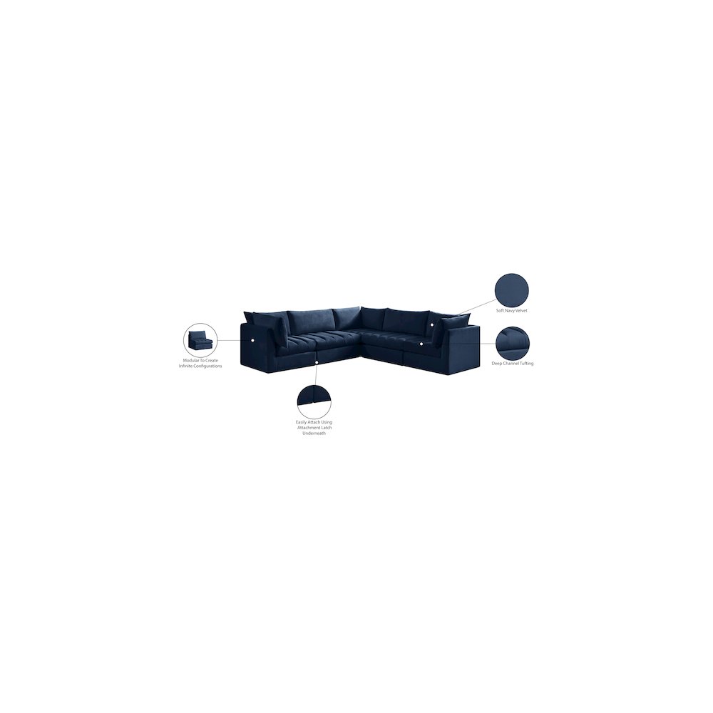 Jacob Navy Velvet Modular Sectional