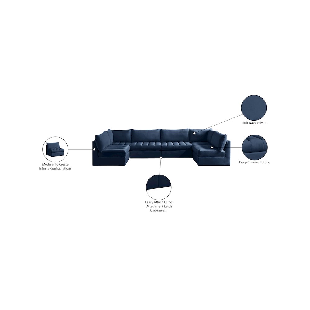 Jacob Navy Velvet Modular Sectional