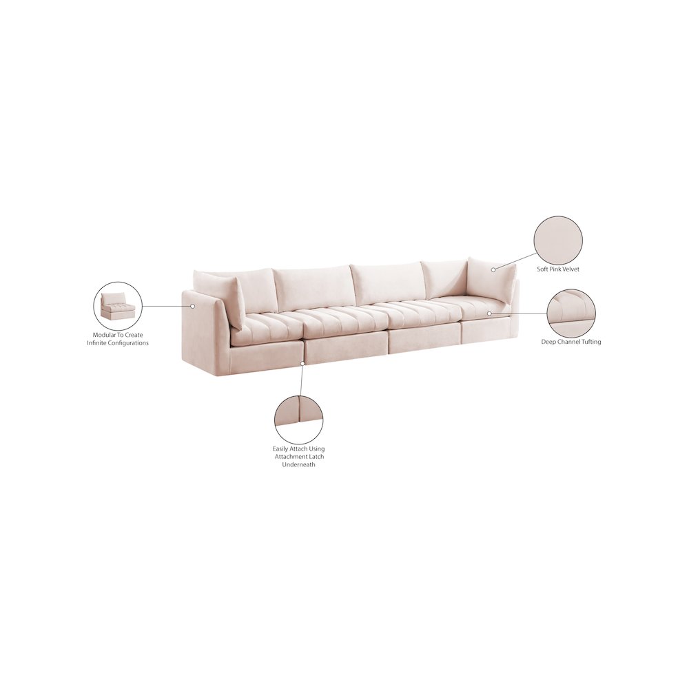 Jacob Pink Velvet Modular Sofa