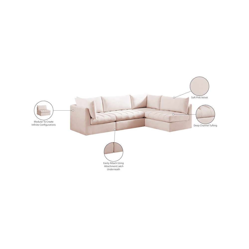 Jacob Pink Velvet Modular Sectional