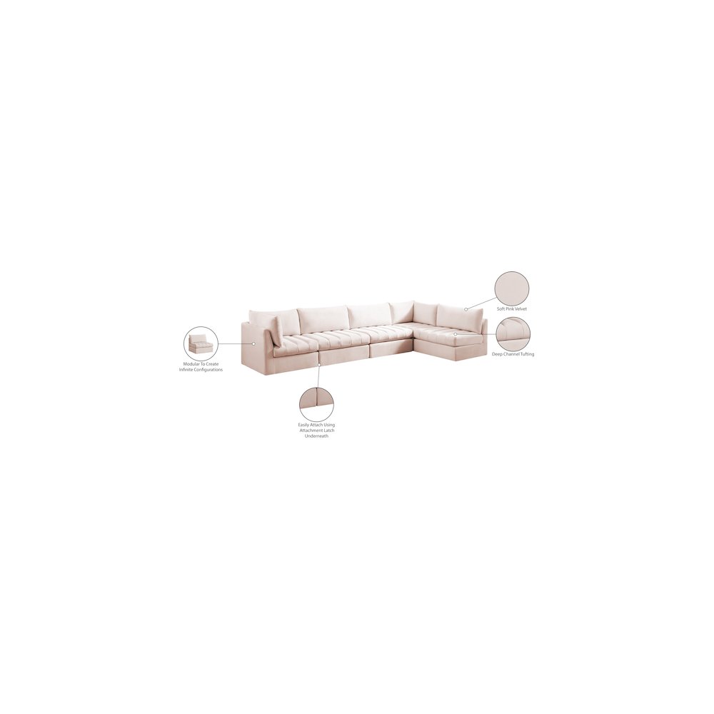 Jacob Pink Velvet Modular Sectional