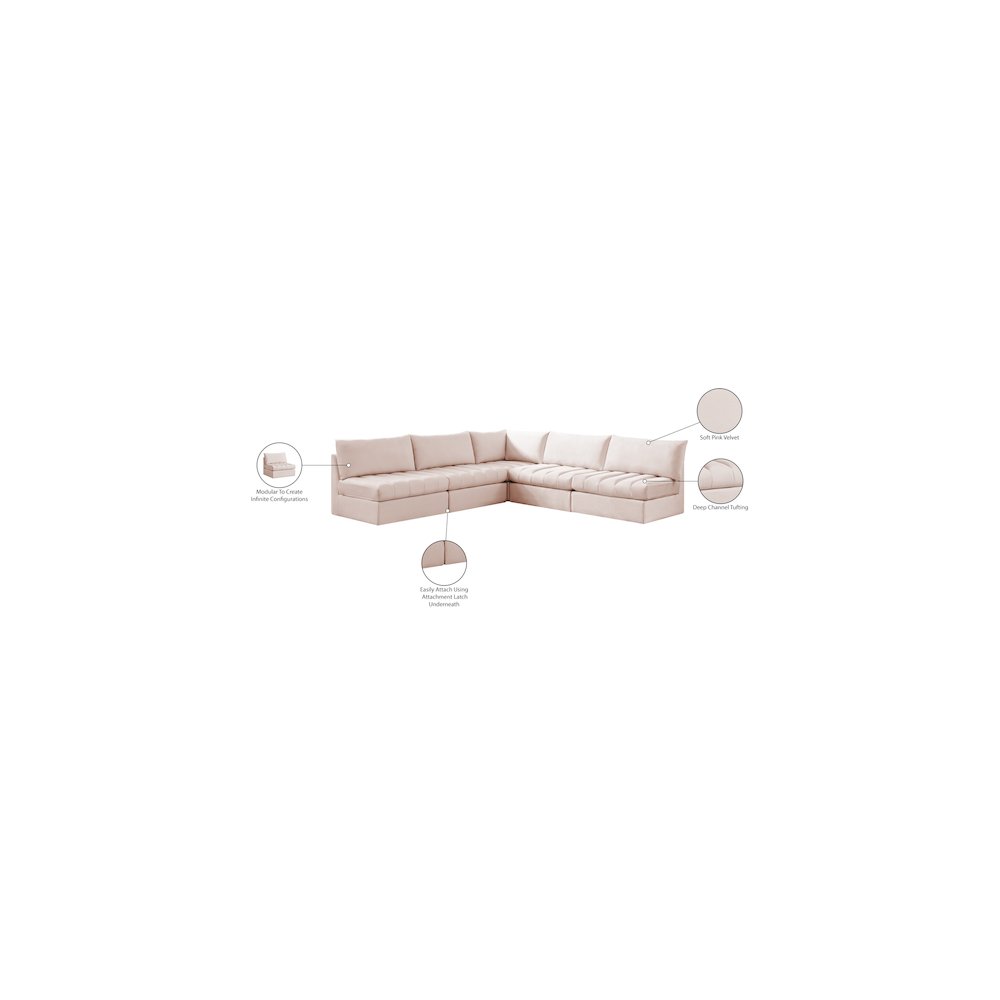 Jacob Pink Velvet Modular Sectional