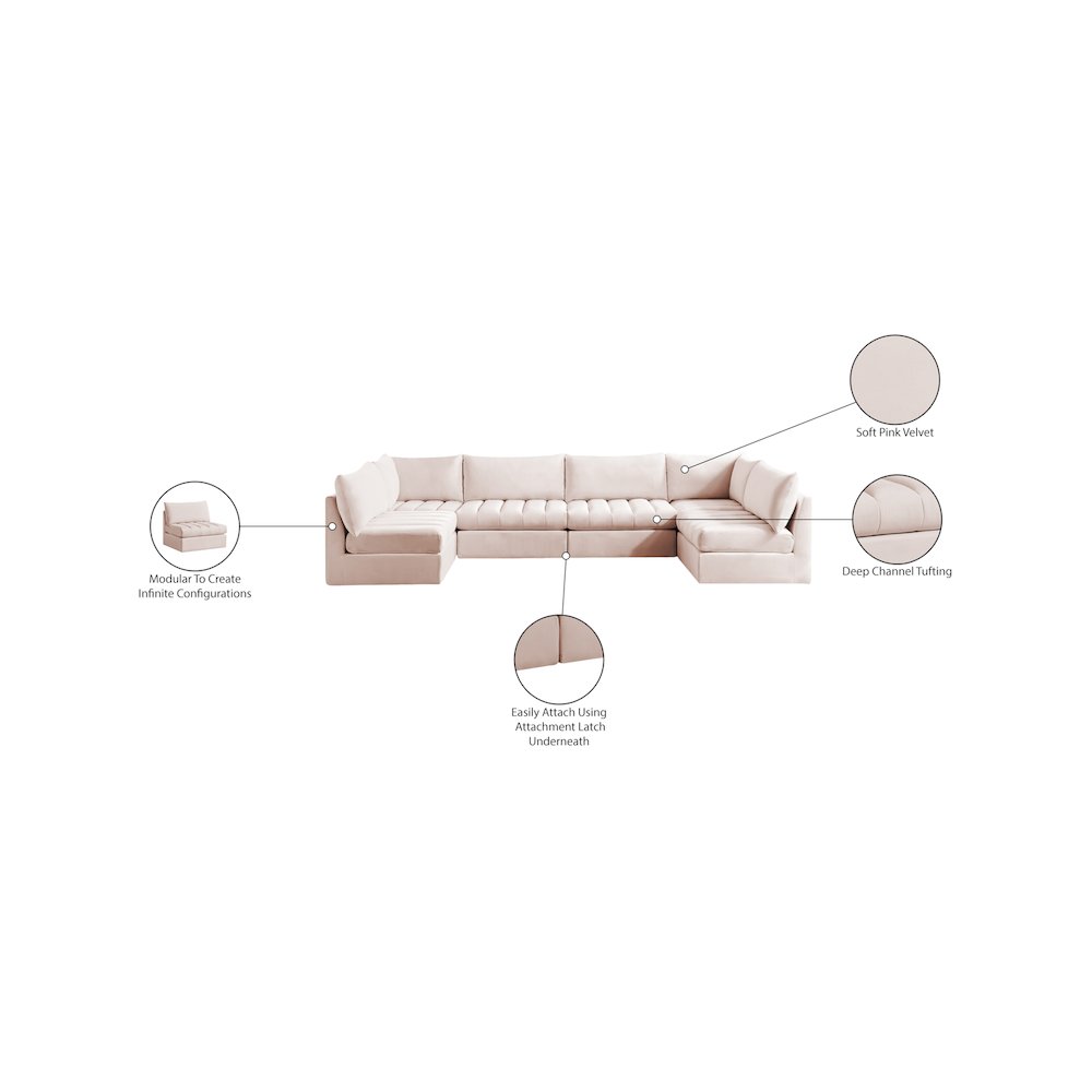 Jacob Pink Velvet Modular Sectional