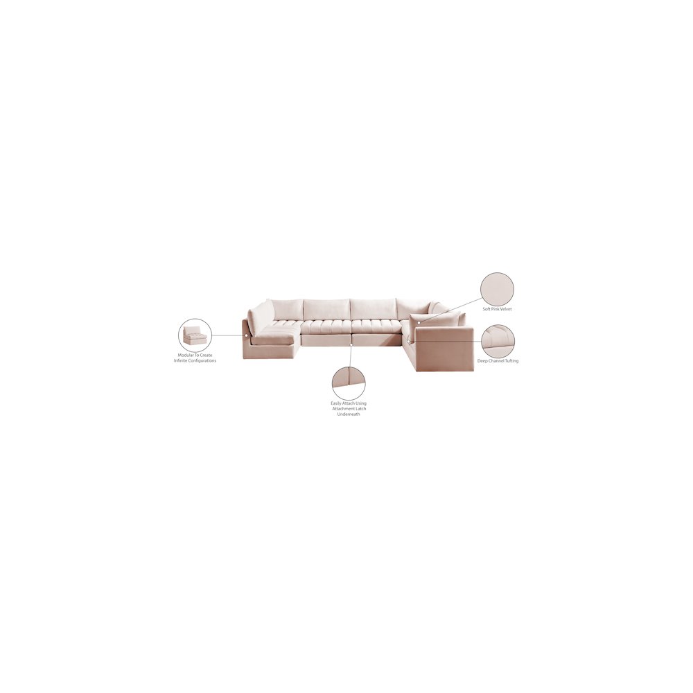 Jacob Pink Velvet Modular Sectional
