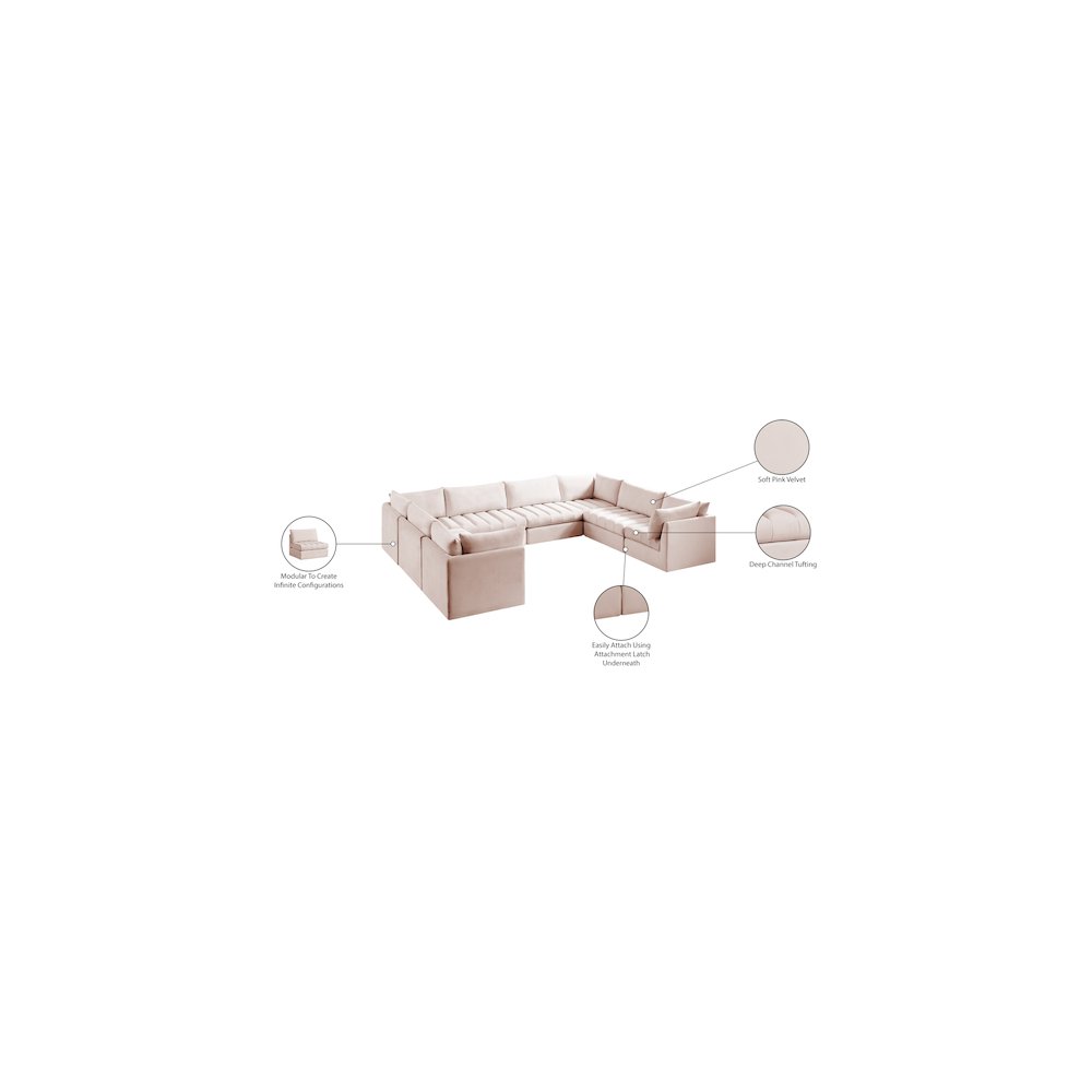 Jacob Pink Velvet Modular Sectional