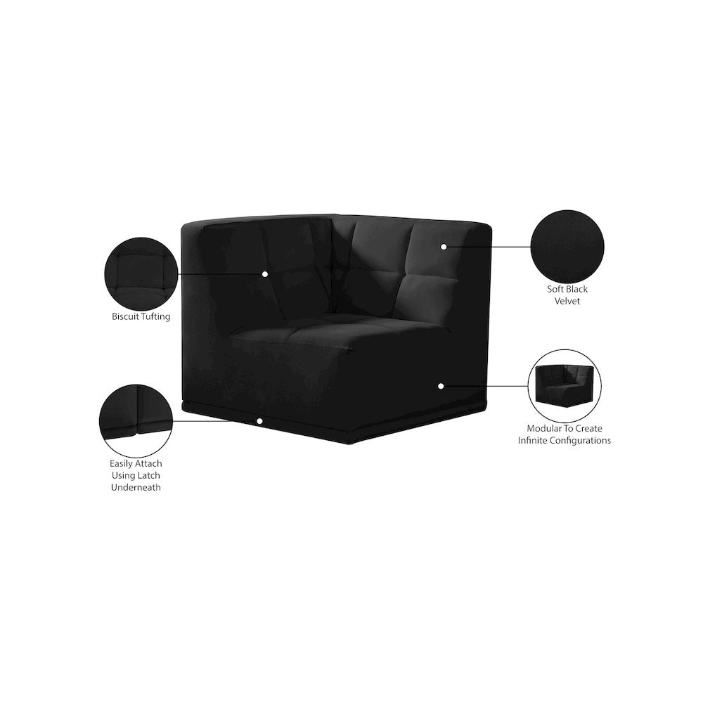 Relax Black Velvet Corner Chair