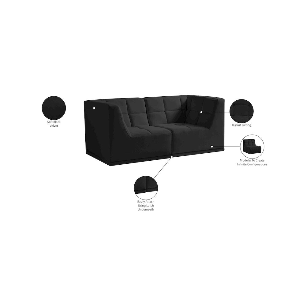 Relax Black Velvet Modular Sofa