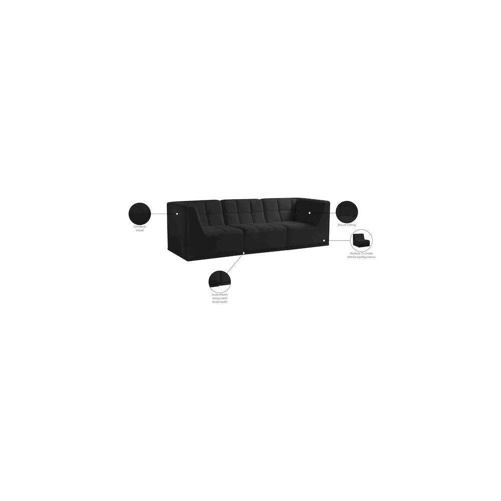 Relax Black Velvet Modular Sofa