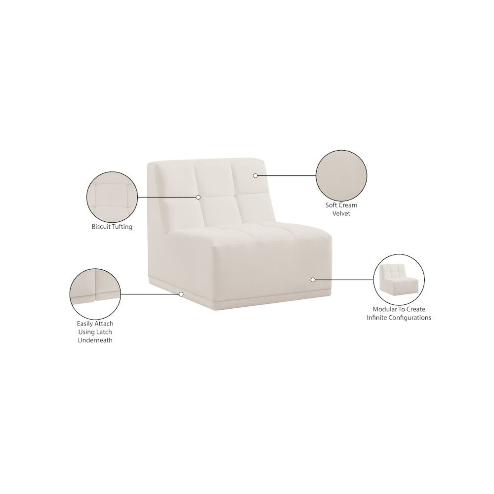 Relax Cream Velvet Armless Chair