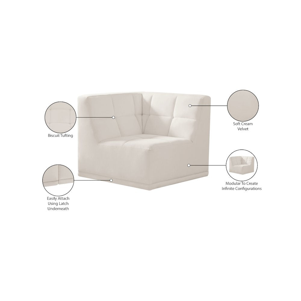 Relax Cream Velvet Corner Chair