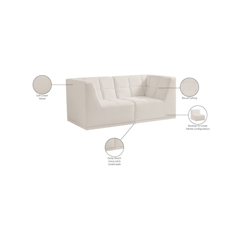 Relax Cream Velvet Modular Sofa
