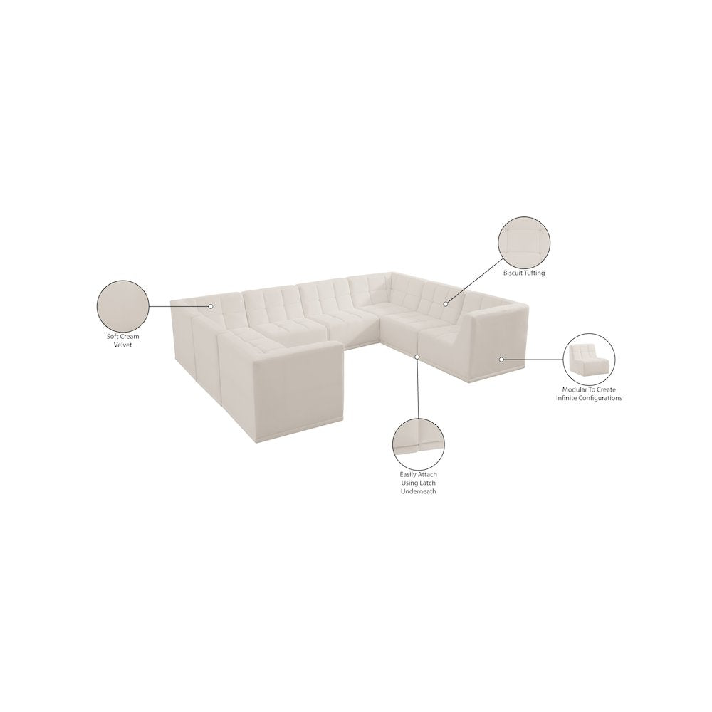 Relax Cream Velvet Modular Sectional