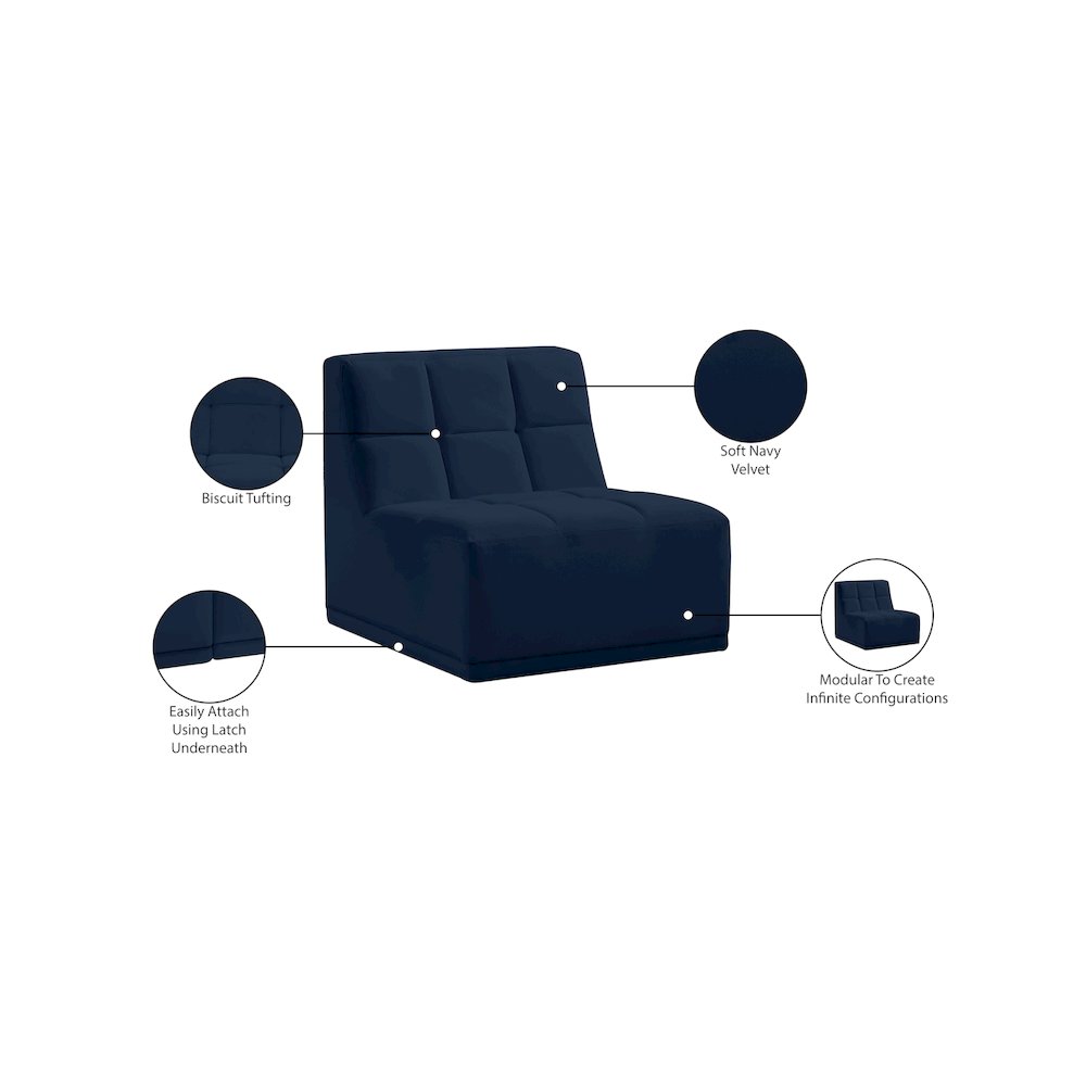 Relax Navy Velvet Armless Chair