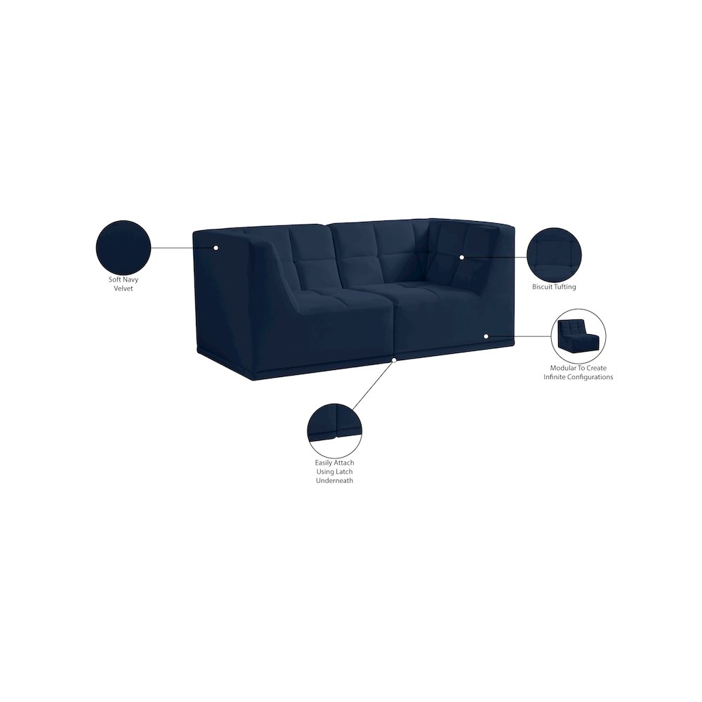 Relax Navy Velvet Modular Sofa