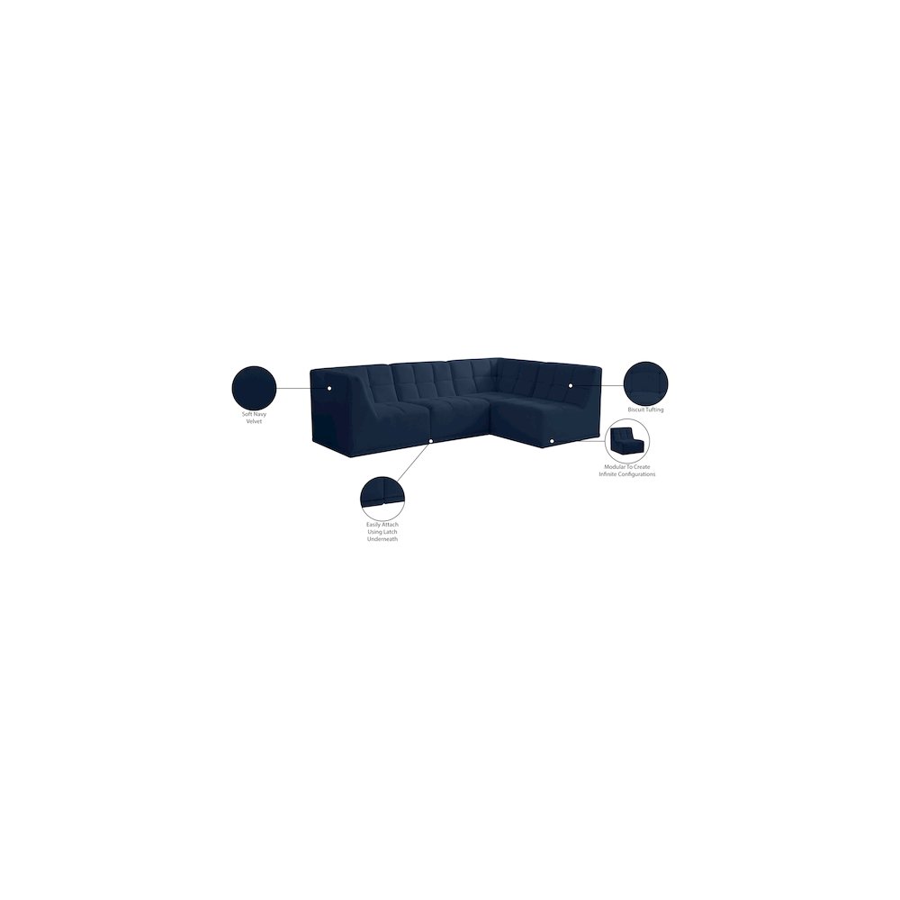Relax Navy Velvet Modular Sectional