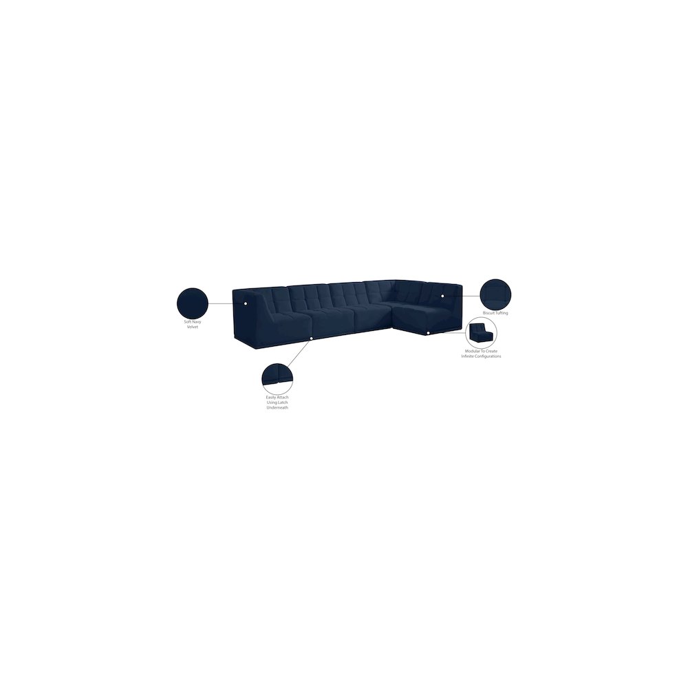 Relax Navy Velvet Modular Sectional