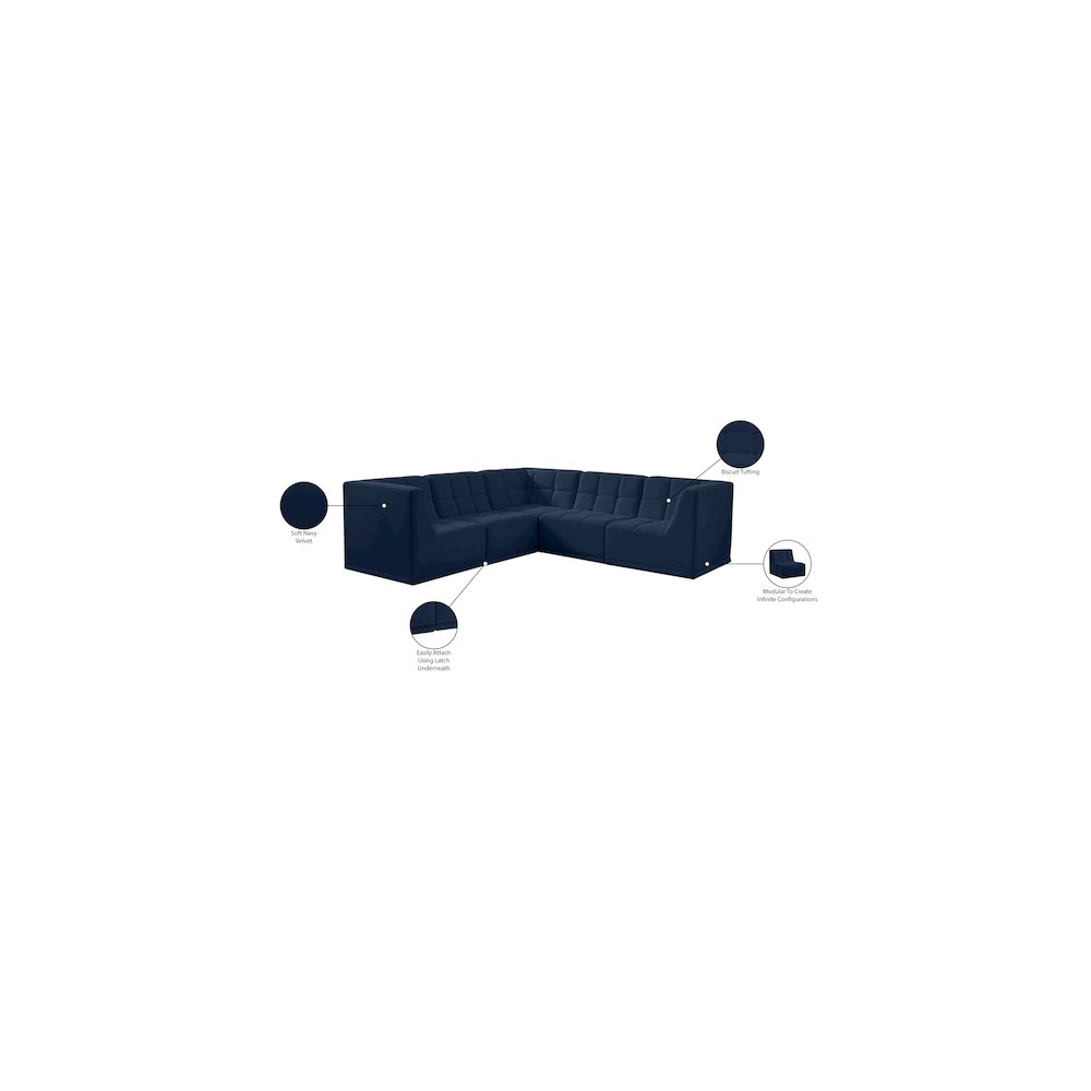 Relax Navy Velvet Modular Sectional