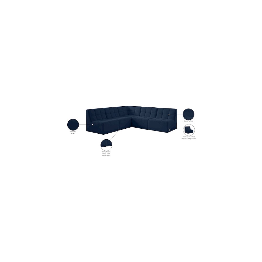 Relax Navy Velvet Modular Sectional
