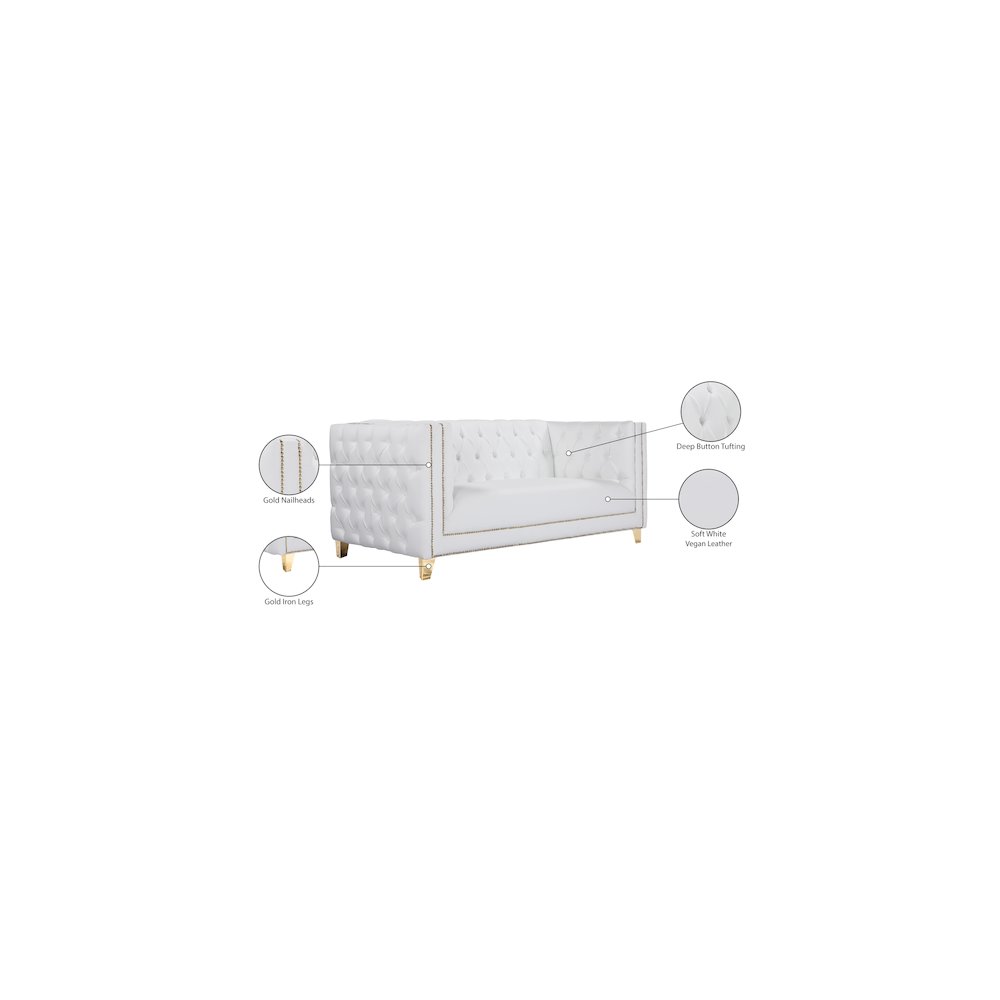 Michelle White Vegan Leather Loveseat