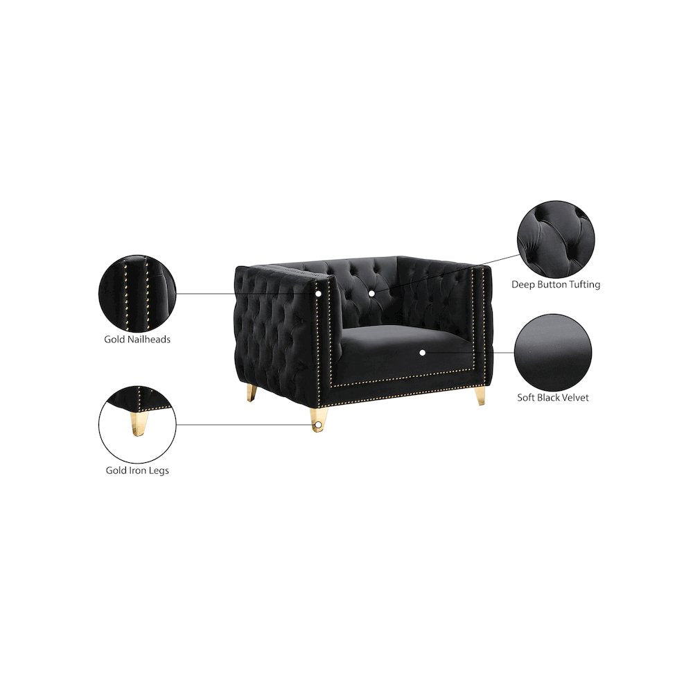 Michelle Black Velvet Chair