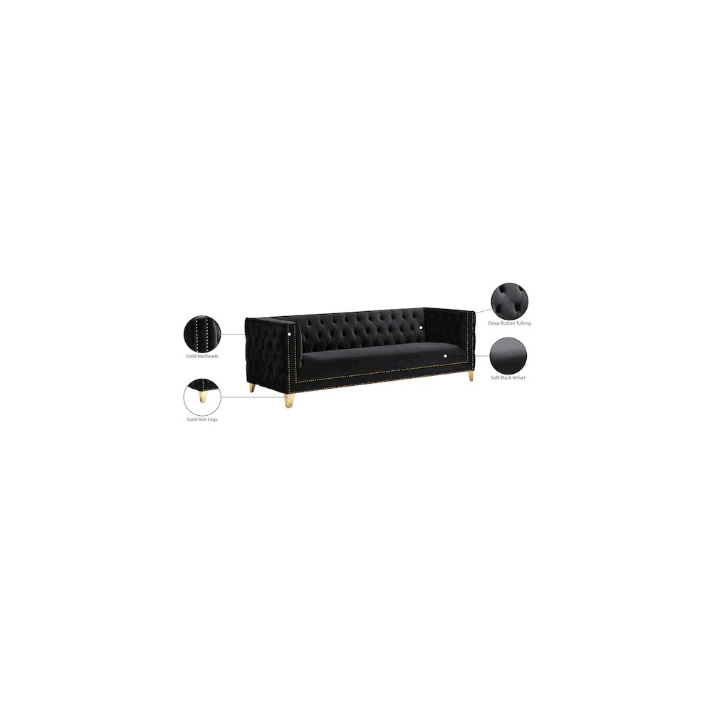 Michelle Black Velvet Sofa