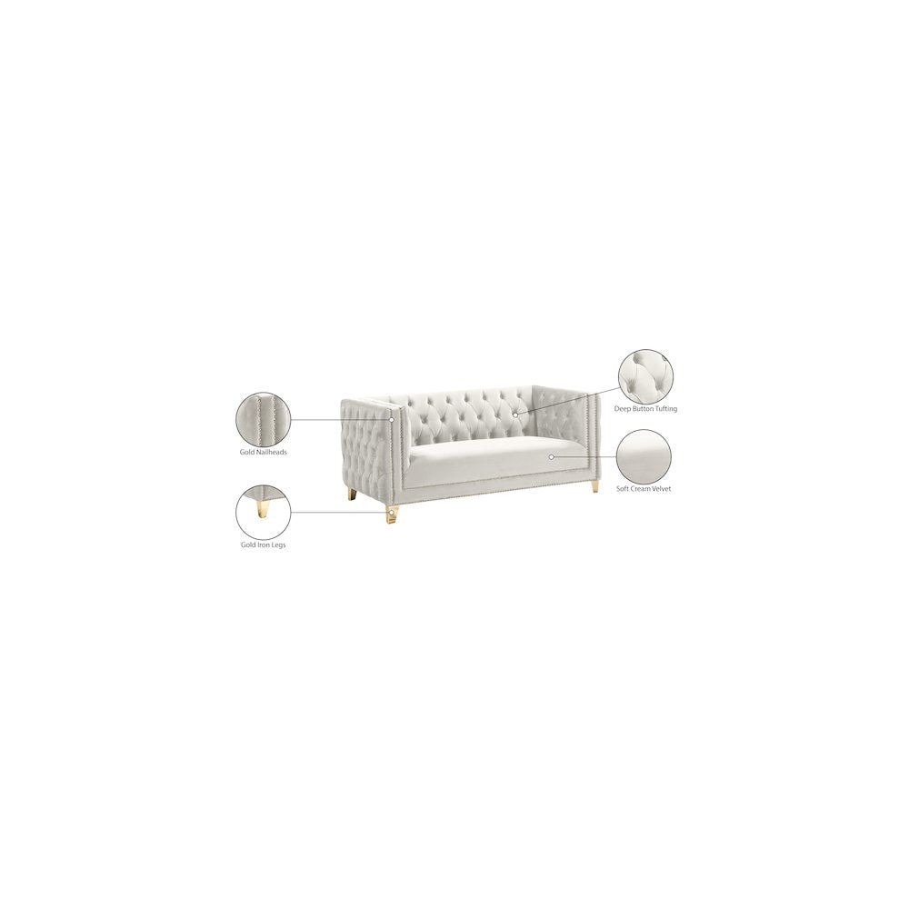 Michelle Cream Velvet Loveseat