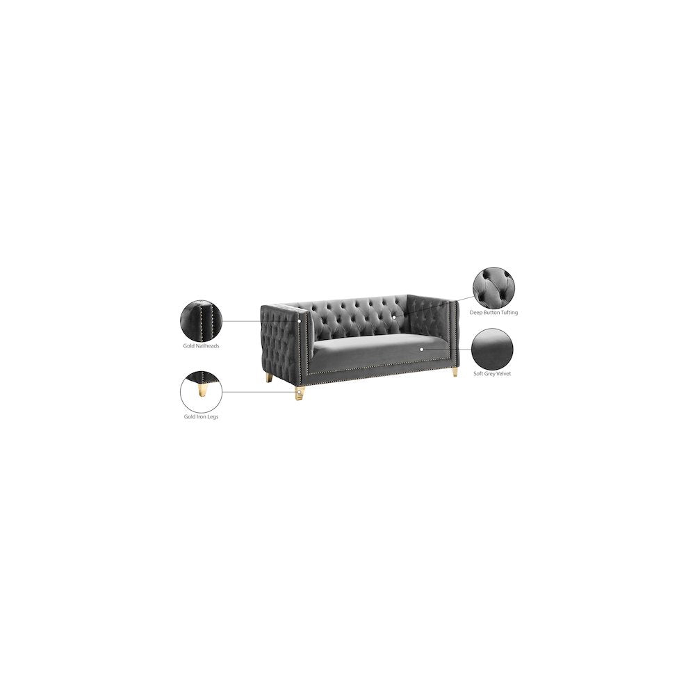 Michelle Grey Velvet Loveseat