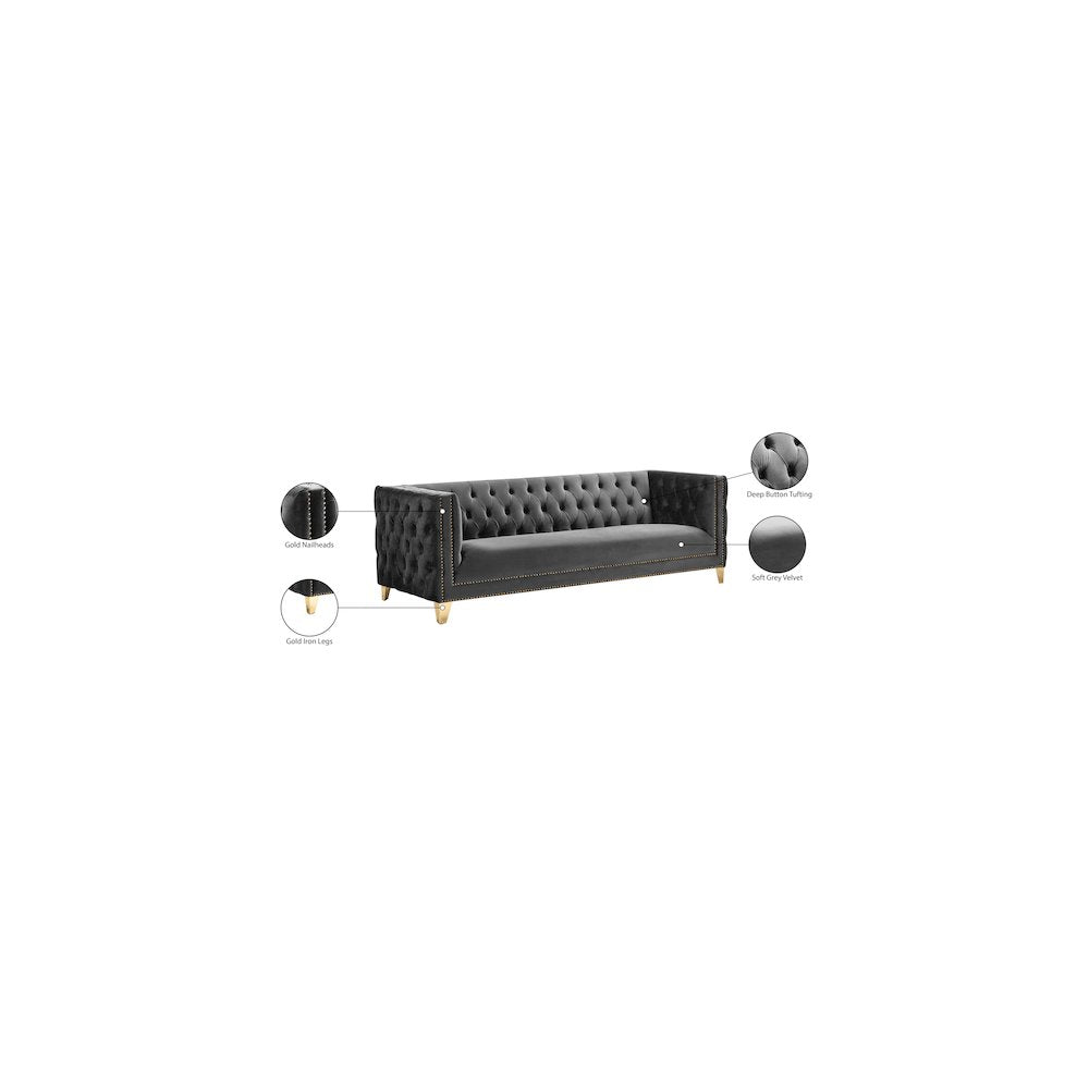 Michelle Grey Velvet Sofa