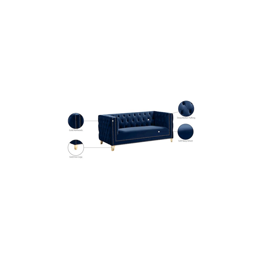 Michelle Navy Velvet Loveseat