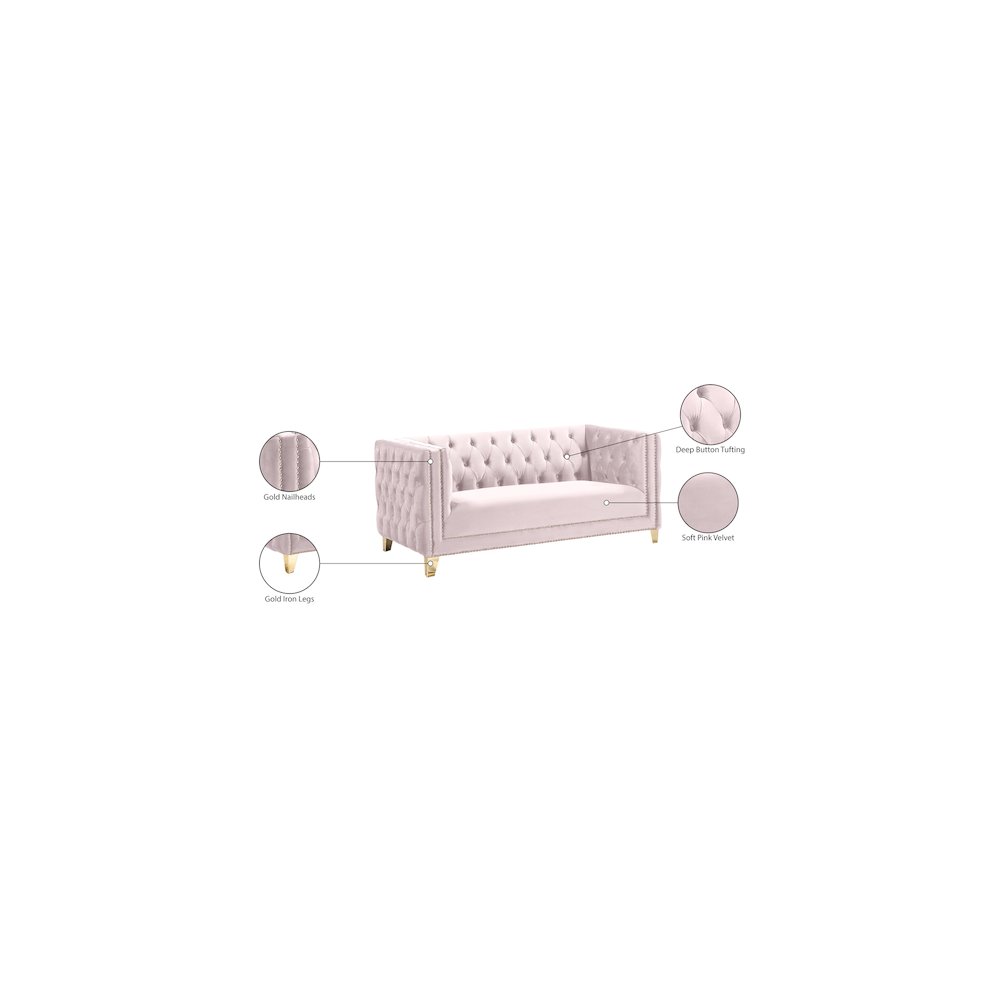 Michelle Pink Velvet Loveseat
