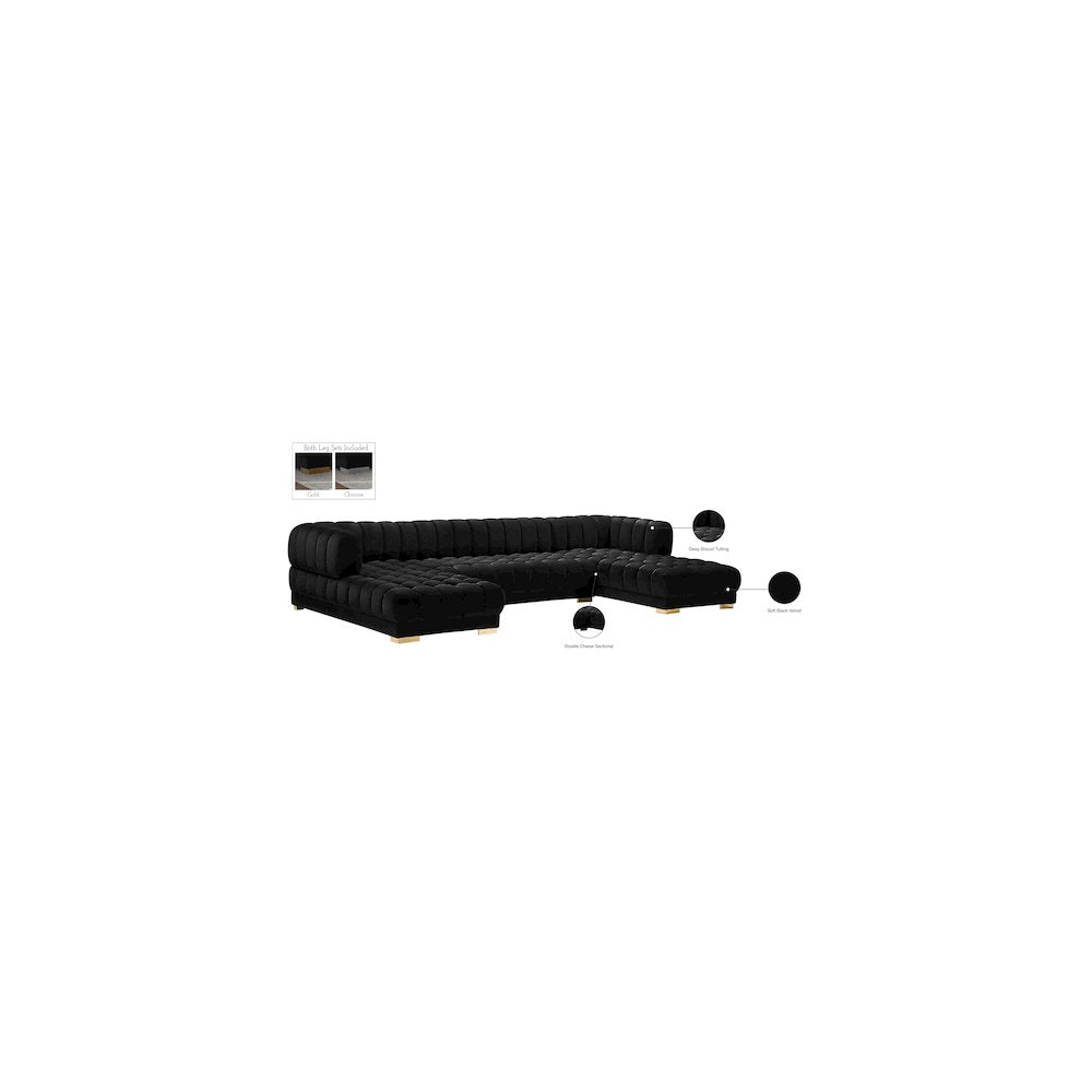 Gwen Black Velvet 3pc. Sectional