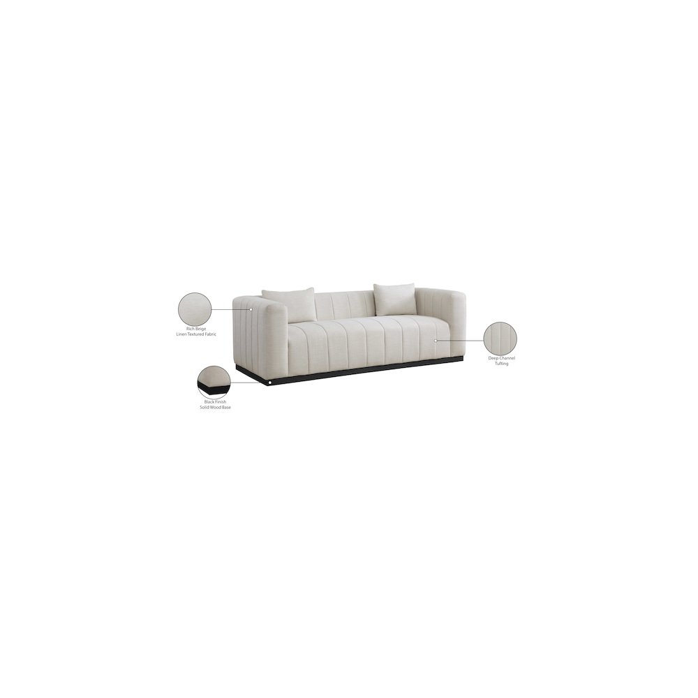 Lucia Beige Linen Textured Fabric Sofa