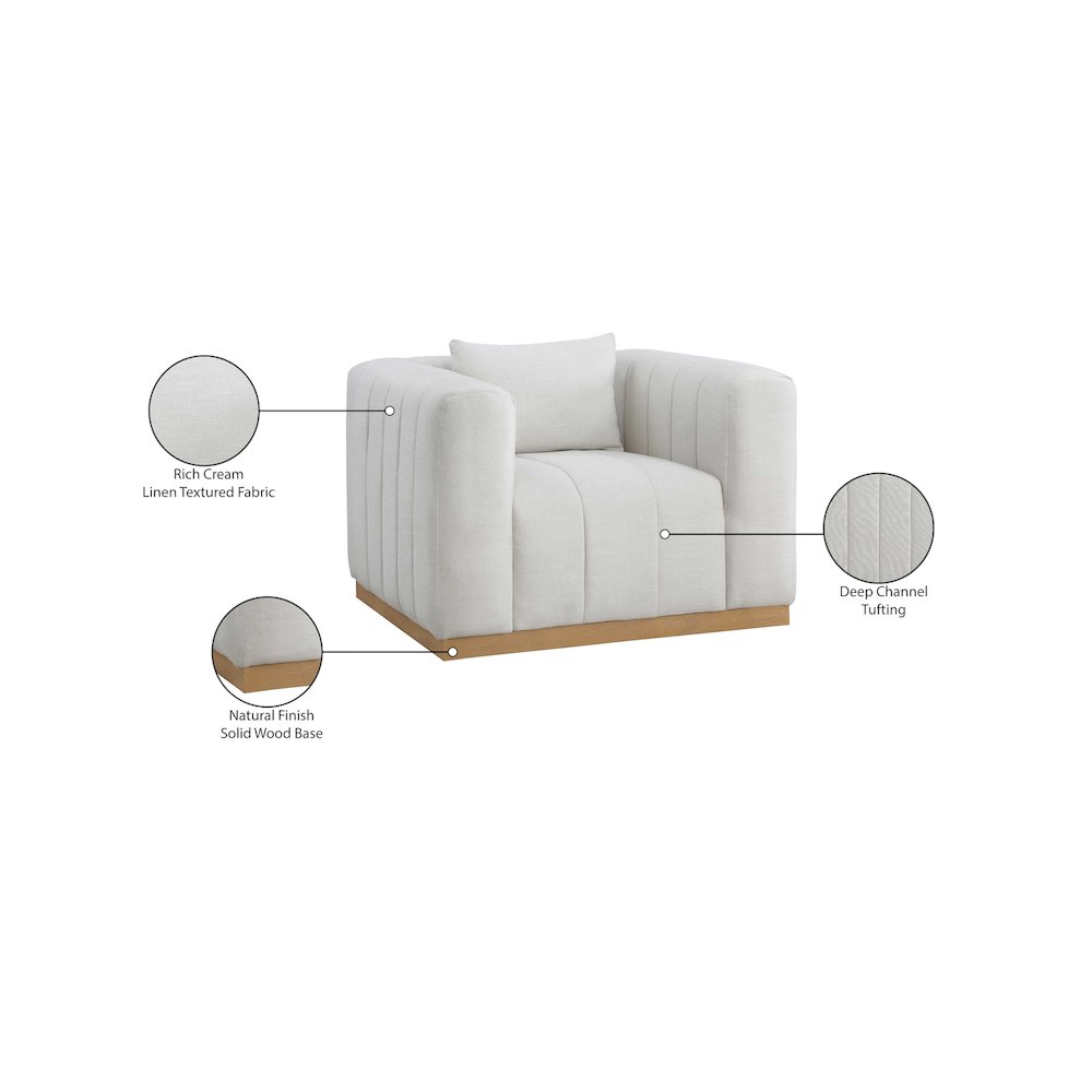 Lucia Cream Linen Textured Fabric Chair