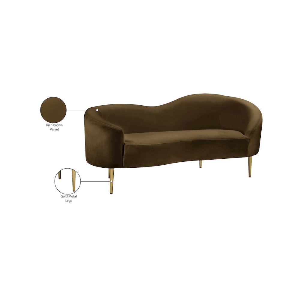 Ritz Brown Velvet Loveseat