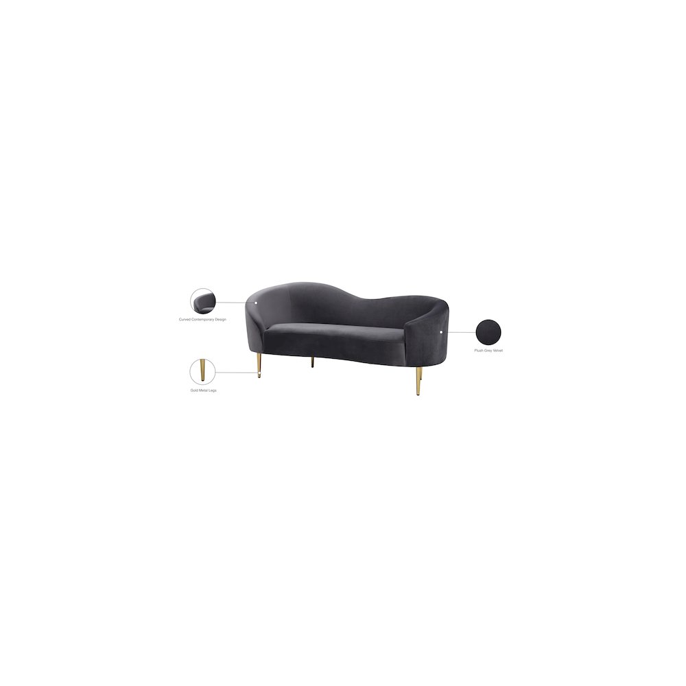 Ritz Grey Velvet Loveseat