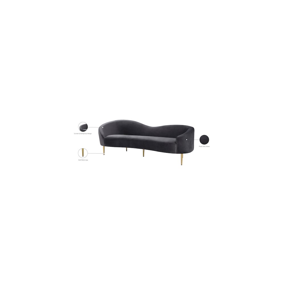 Ritz Grey Velvet Sofa