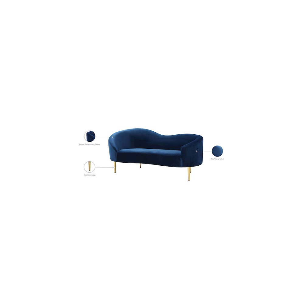 Ritz Navy Velvet Loveseat
