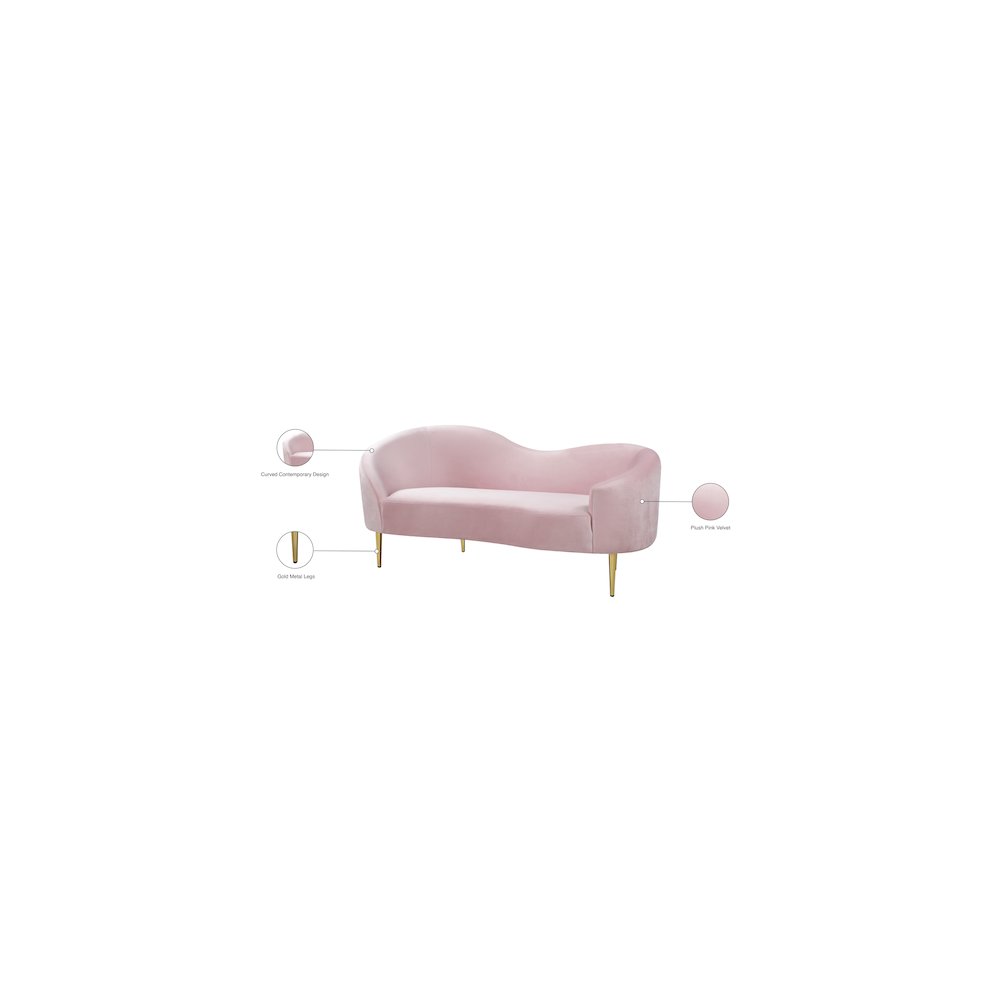 Ritz Pink Velvet Loveseat