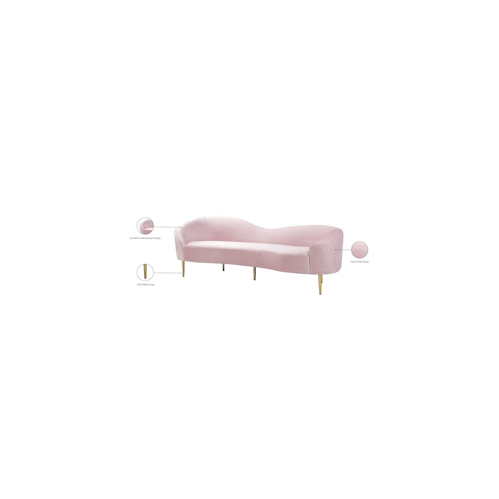 Ritz Pink Velvet Sofa