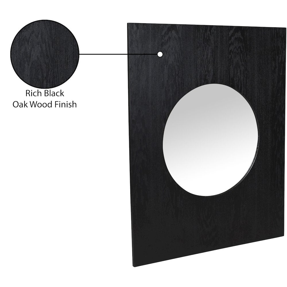 Optic Black Oak Wood Frame Mirror