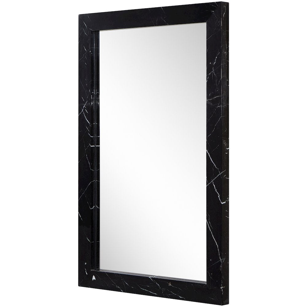 Pavia Black Genuine Marble Frame Mirror