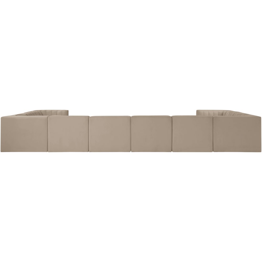 Rummi Beige Velvet Performance Fabric Upholstered 10pc. Modular Sectional