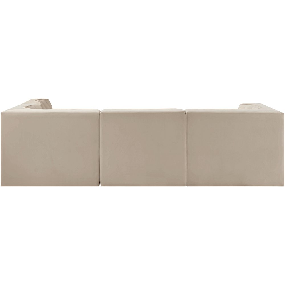 Rummi Beige Velvet Performance Fabric Upholstered 4pc. Modular Sectional