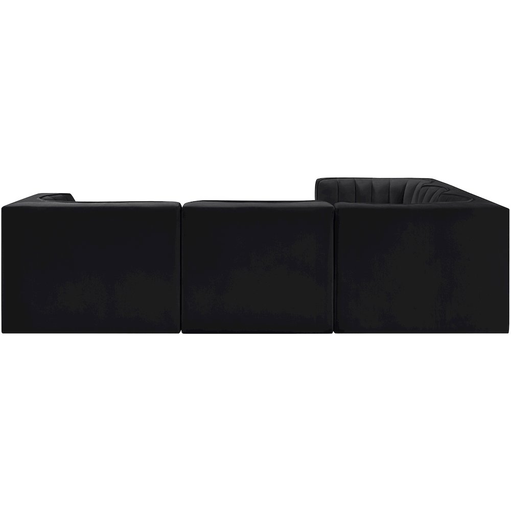 Rummi Black Velvet Performance Fabric Upholstered 5pc. Modular Sectional
