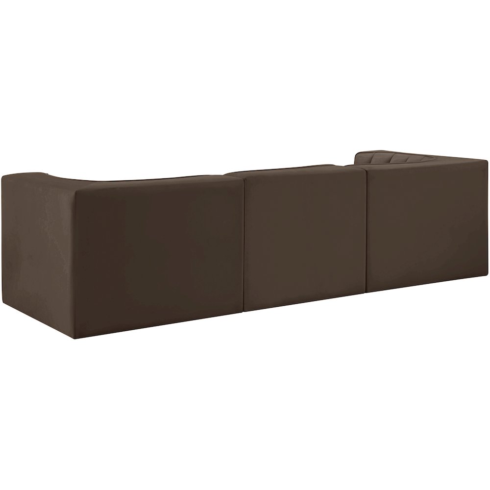 Rummi Brown Velvet Performance Fabric Upholstered 3pc. Modular Sofa