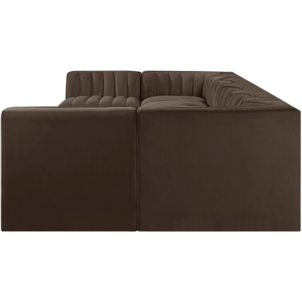Rummi Brown Velvet Performance Fabric Upholstered 8pc. Modular Sectional