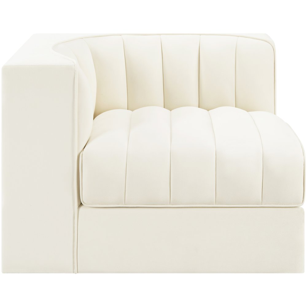 Rummi Cream Velvet Performance Fabric Upholstered Modular Chair
