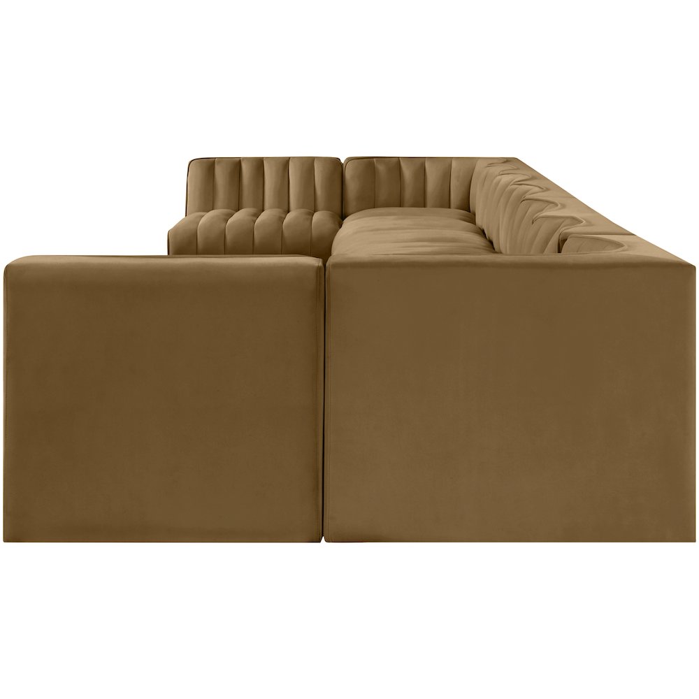 Rummi Saddle Velvet Performance Fabric Upholstered 9pc. Modular Sectional