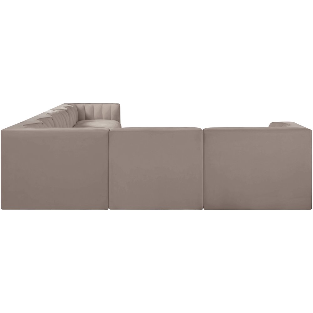 Rummi Taupe Velvet Performance Fabric Upholstered 8pc. Modular Sectional